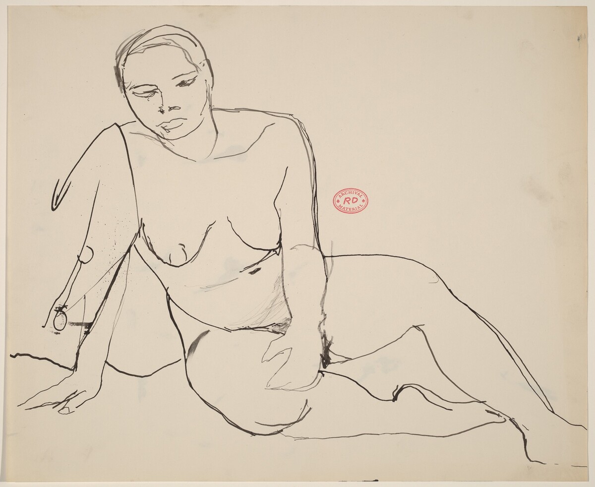 Untitled [seated female nude leaning on right arm] by Richard Diebenkorn