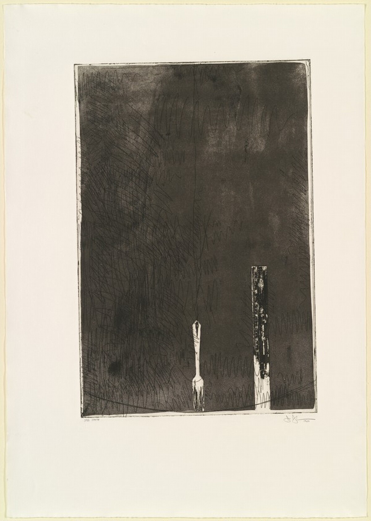 Untitled, Second State (Ruler and Fork) [state proof of 3rd state] by Jasper Johns