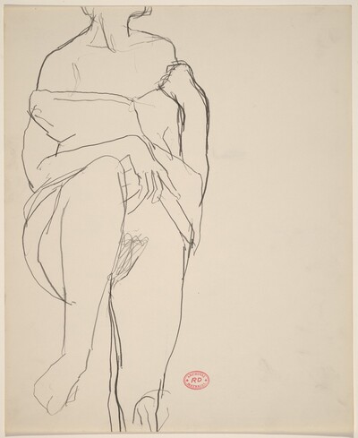 Untitled [model lifting her dress and pulling it off her shoulders]