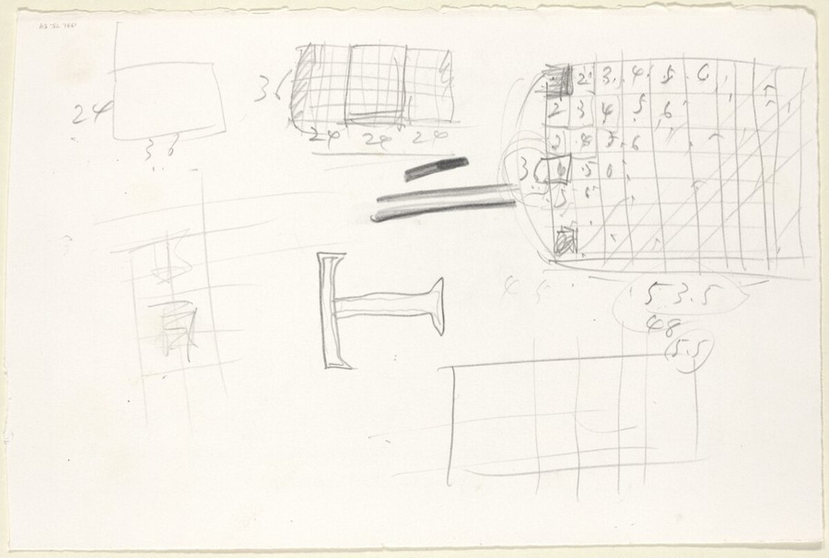 Sketch for "The Sharing of Nameless" [verso] by Arakawa