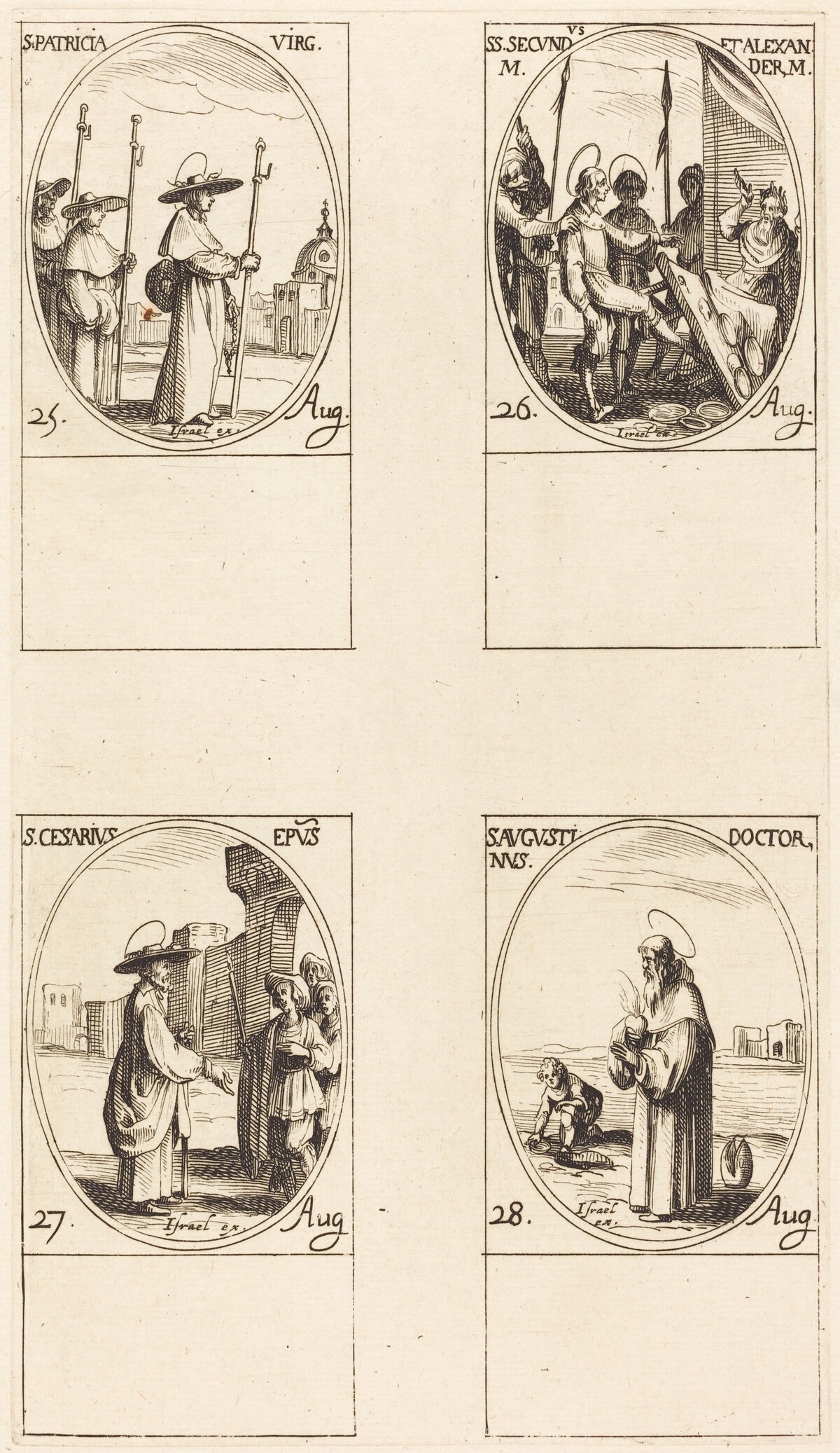 St. Patricia; Sts. Secundus and Alexander; St. Cesarius; St. Augustine by Jacques Callot