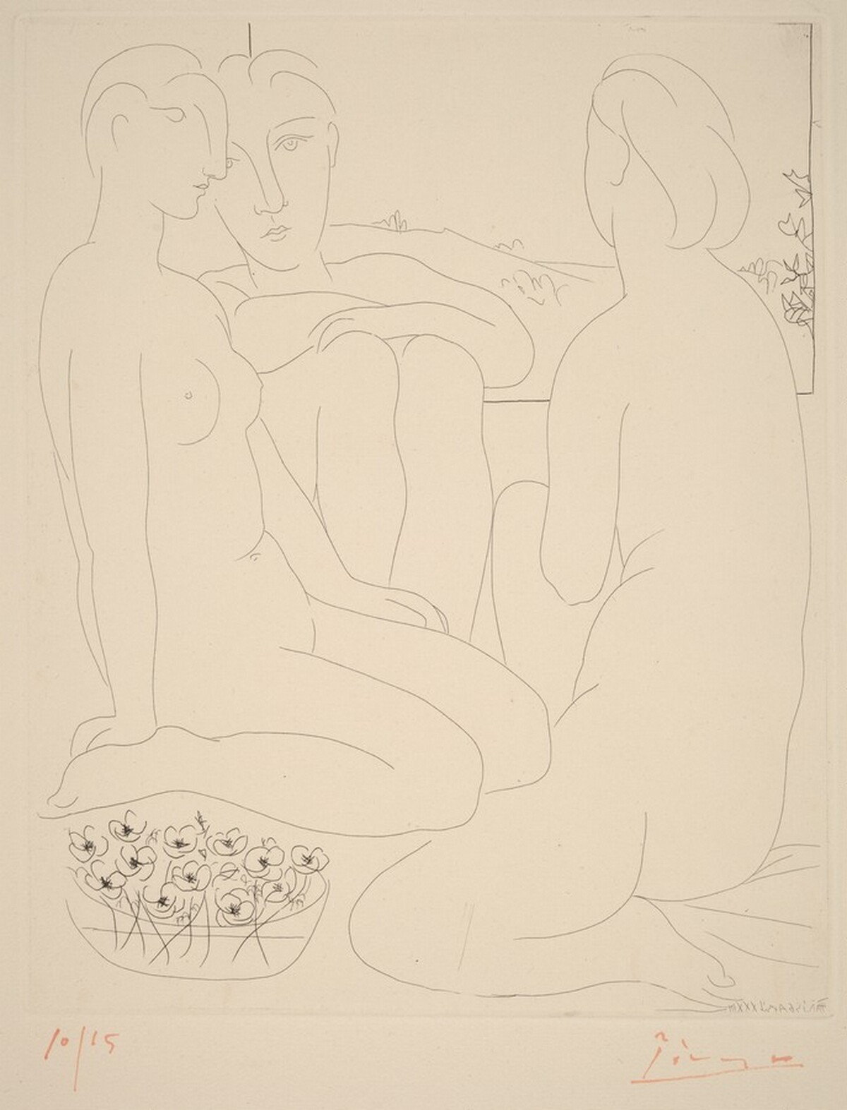 Three Nudes and a Basin of Anemones (Trois femmes nues et une coupe d'anémones) by Pablo Picasso