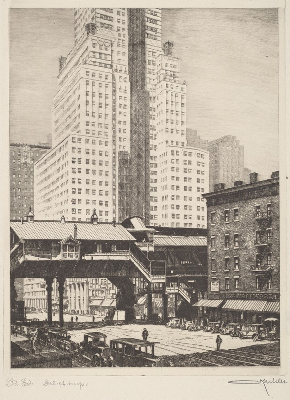 Third Avenue "El" at 42nd Street, c. 1923 by Otto August Kühler