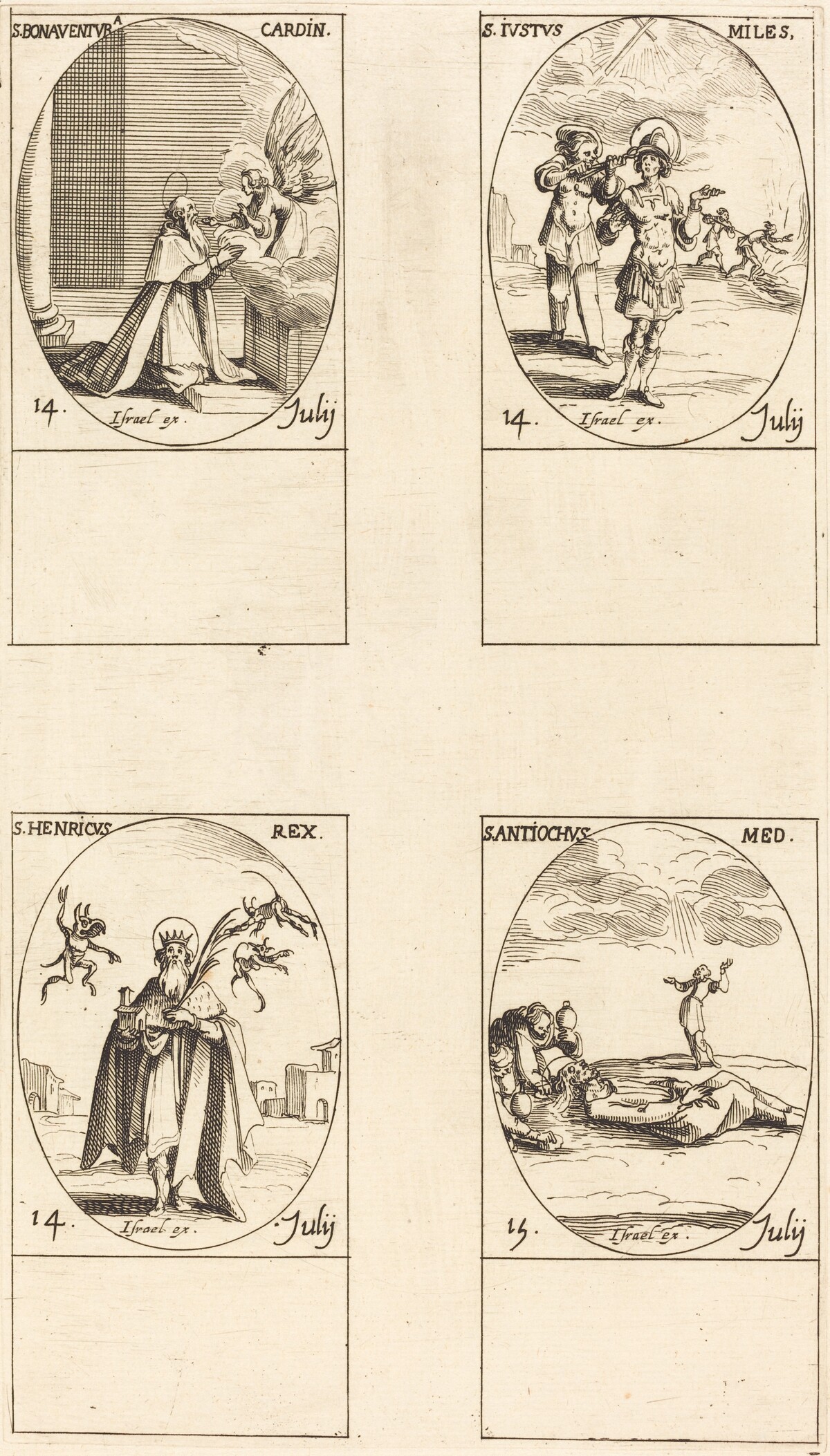 St. Bonaventura; St. Justus; St. Henry, Emperor; St. Antiochus by Jacques Callot