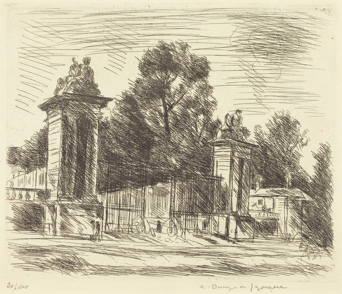 Entrance to the Orangerie, Versailles (Large Plate) (Versailles, l'Entree de l'Orange by André Dunoyer de Segonzac