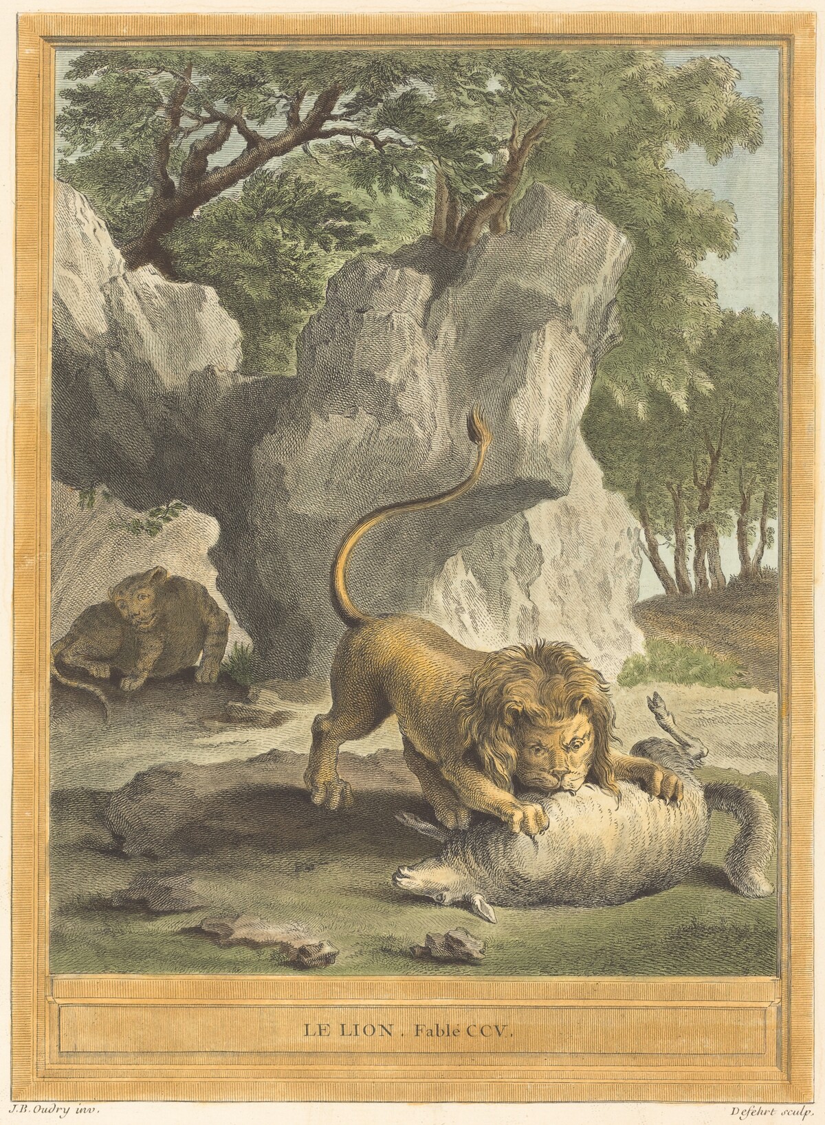 Le lion (The Lion) by A.-J. de Fehrt after Jean-Baptiste Oudry