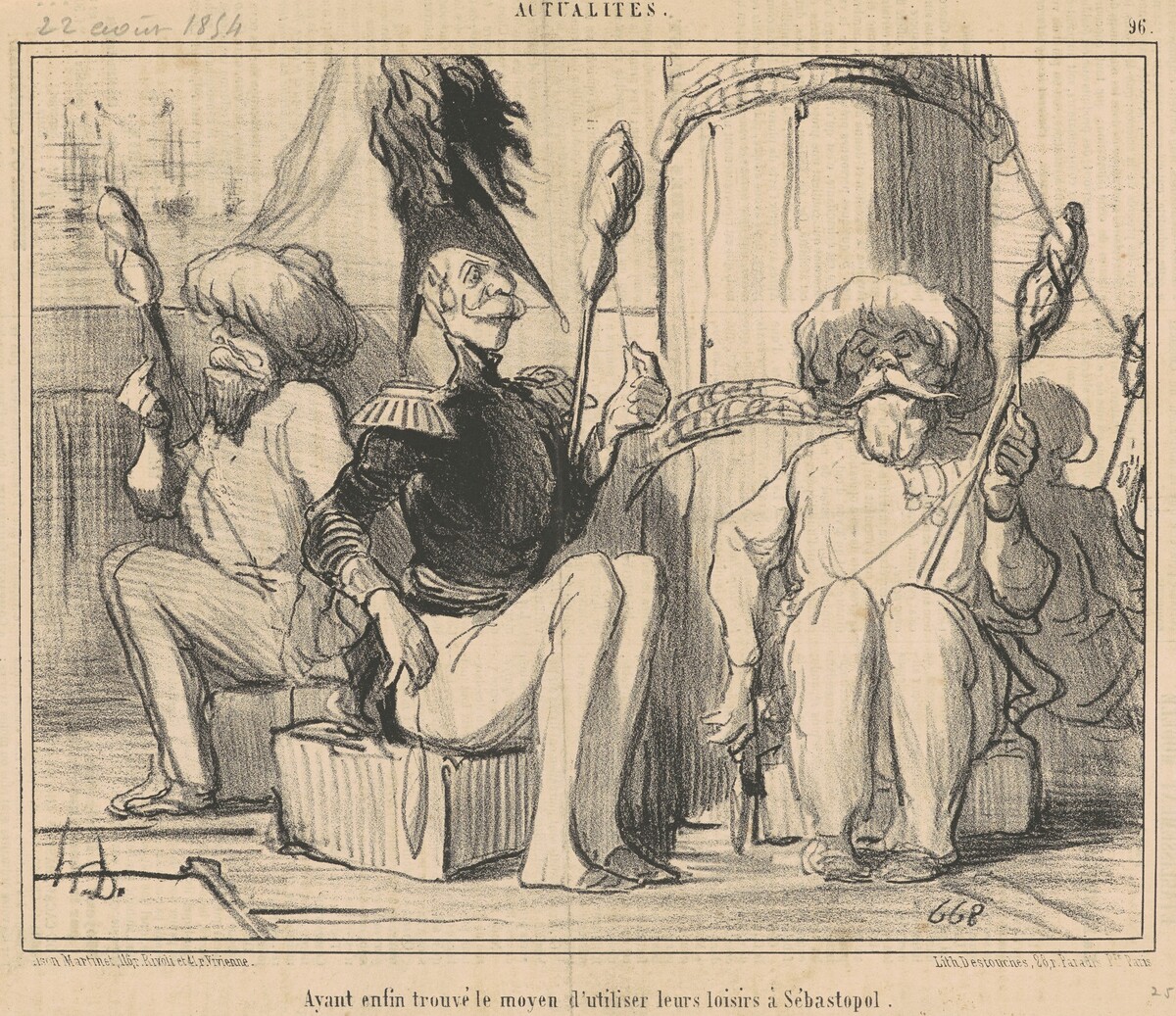 Ayant enfin trouvé le moyen d'utiliser leurs loisirs! by Honoré Daumier