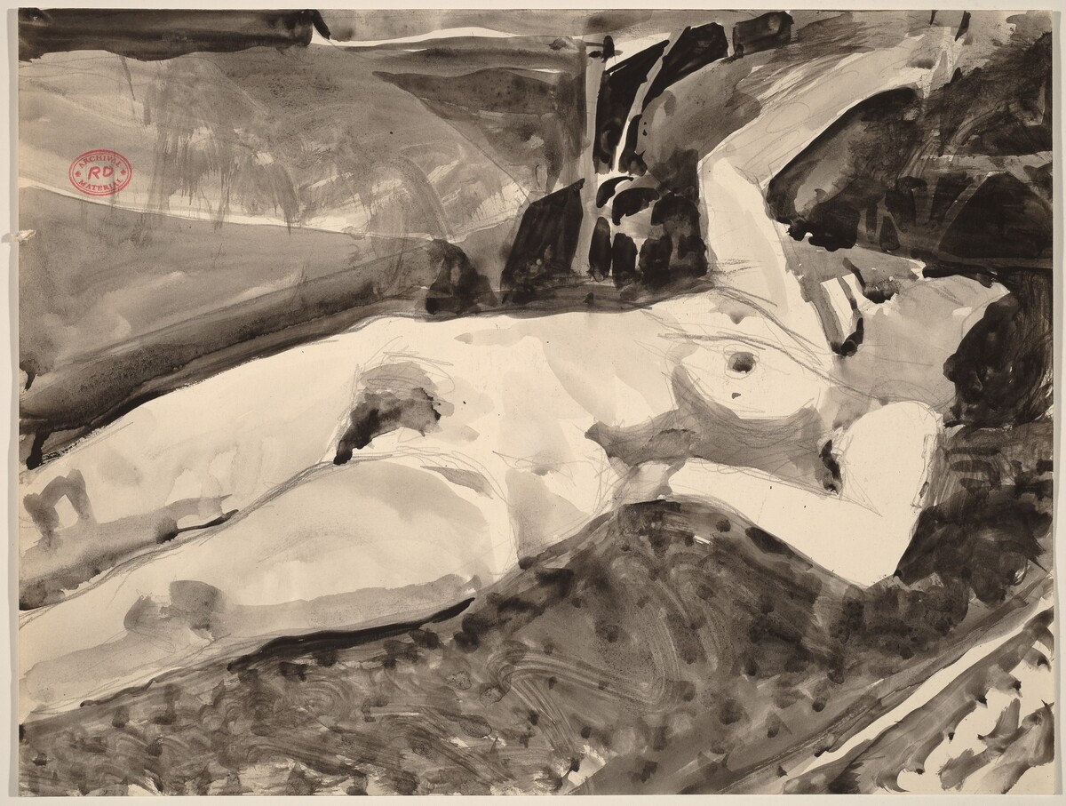 Untitled [reclining nude with her right arm raised] by Richard Diebenkorn