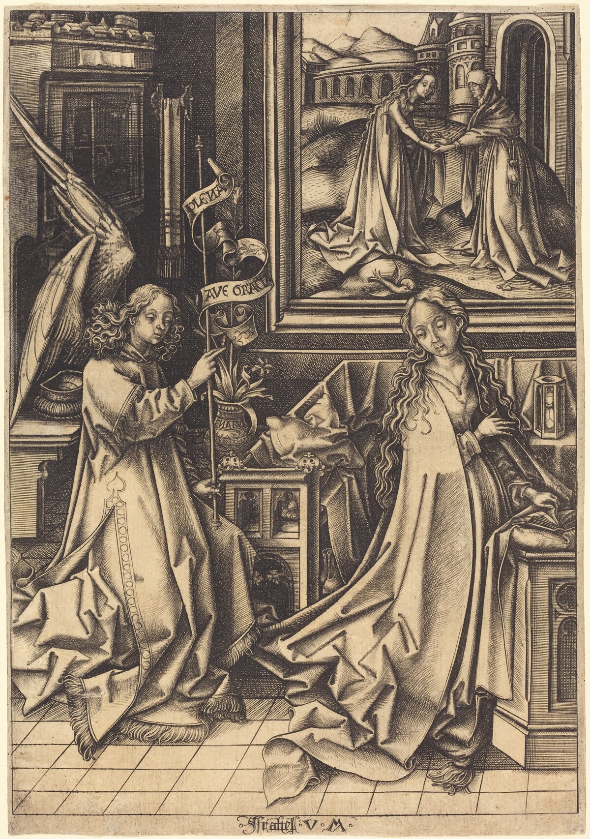 The Annunciation by Israhel van Meckenem after Hans Holbein the Elder
