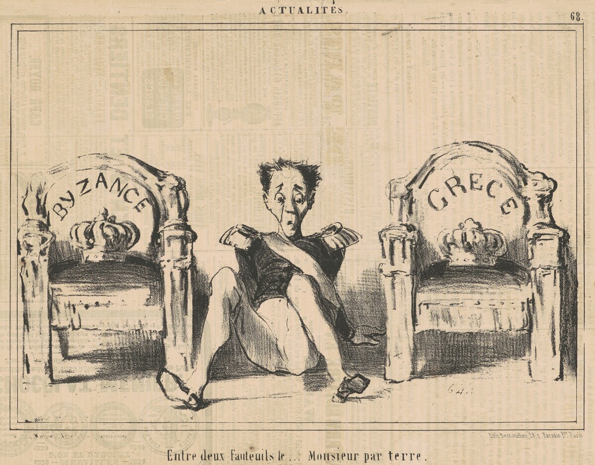 Entre deux fauteuils le ...monsieur par terre by Honoré Daumier