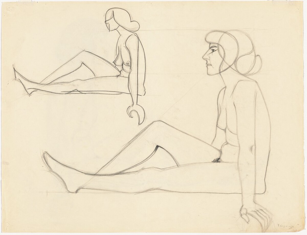 a) Nude Woman [recto]; b) Nude [verso] by M.C. Escher