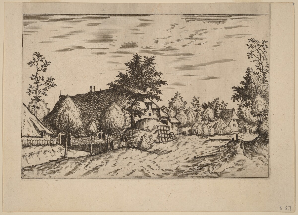 Village Street by Johannes van Doetechum, the Elder and Lucas van Doetechum after Master of the Small Landscapes