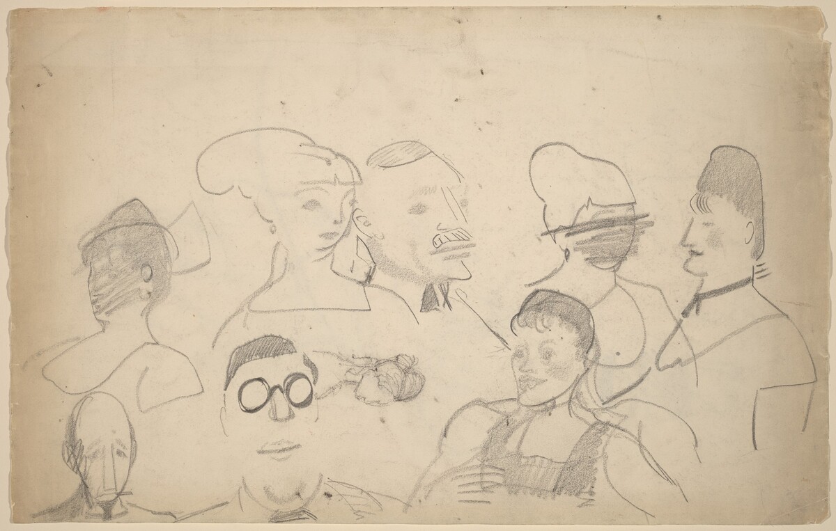 Sketches of Heads, Including One of Chester Dale by George Bellows