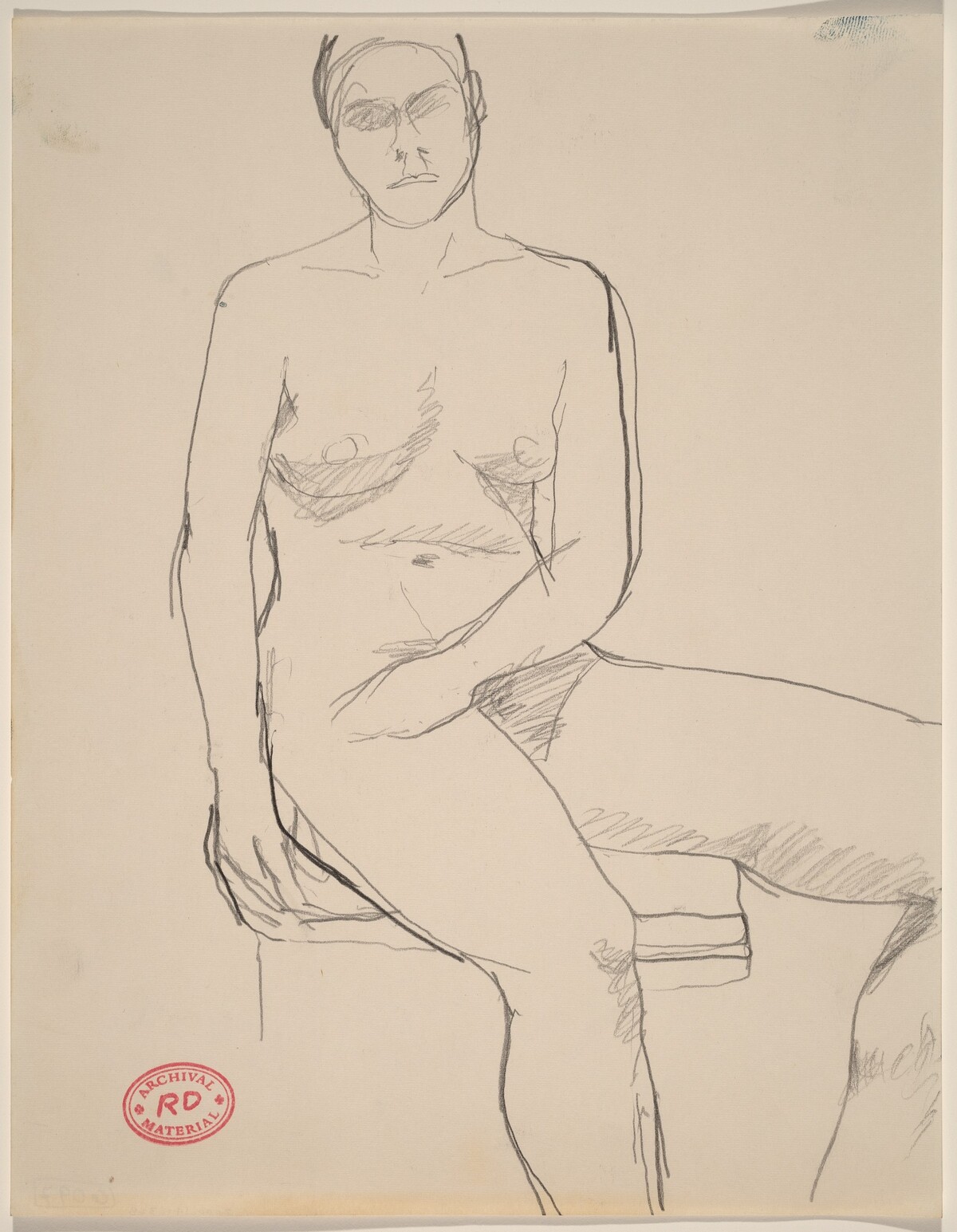Untitled [seated nude facing forward with her legs to the side] by Richard Diebenkorn