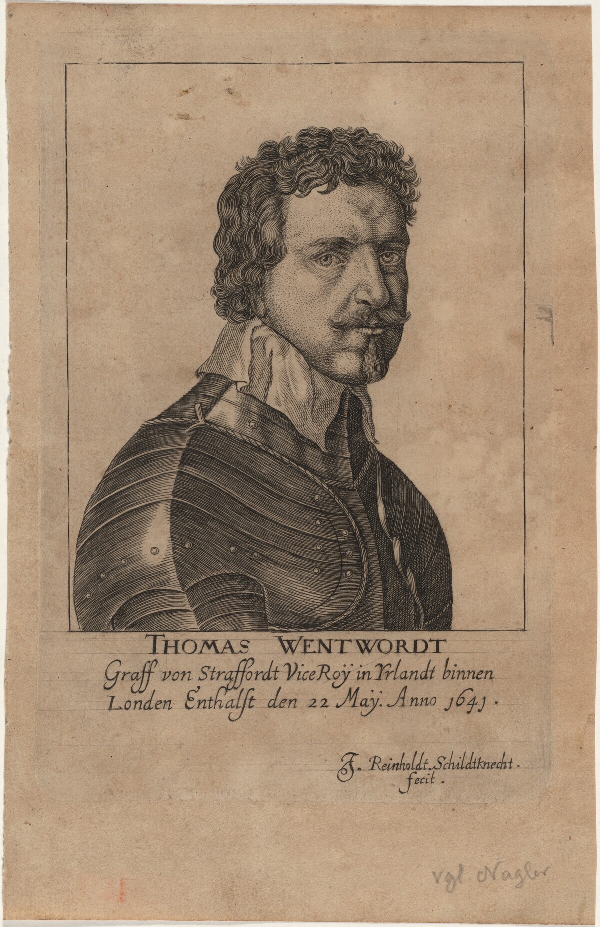Thomas Wentworth, Earl of Strafford by Johann Reinhold Schildknecht after Sir Anthony van Dyck