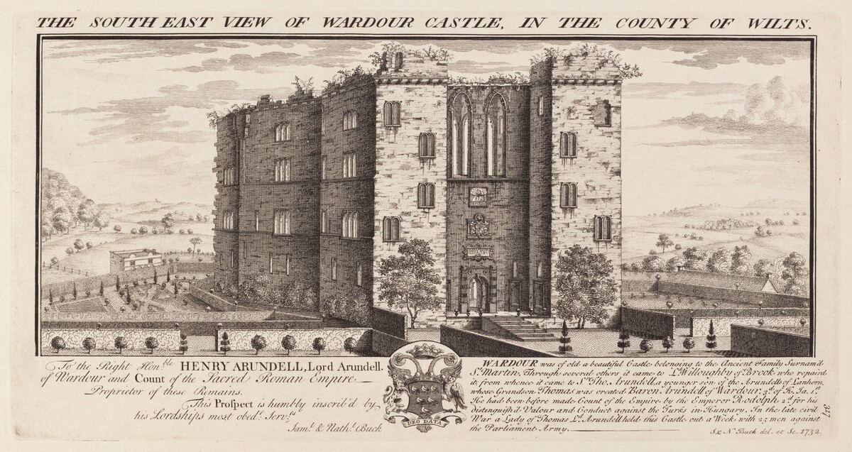 The South-East View of Brough-Castle, in the County of Westmorland by Samuel Buck and Nathaniel Buck