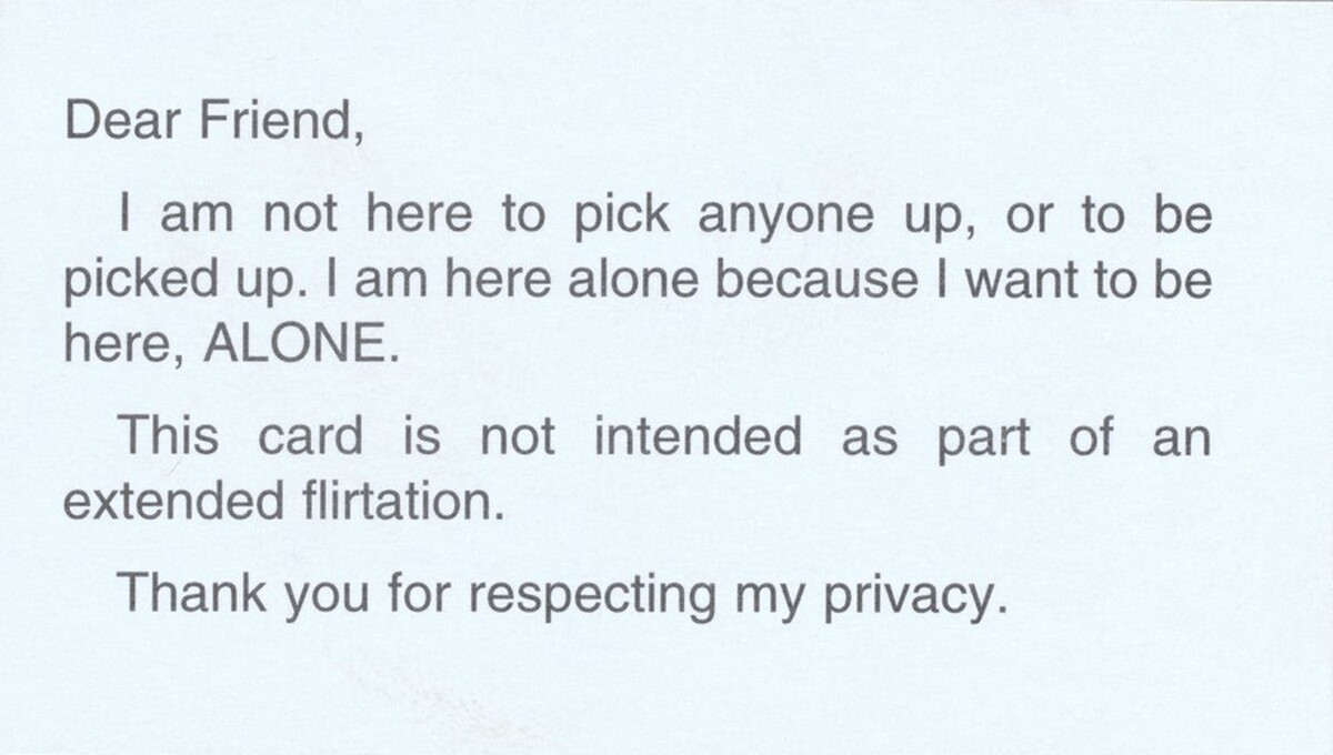Calling Card (I am not here to pick anyone up) by Adrian Piper