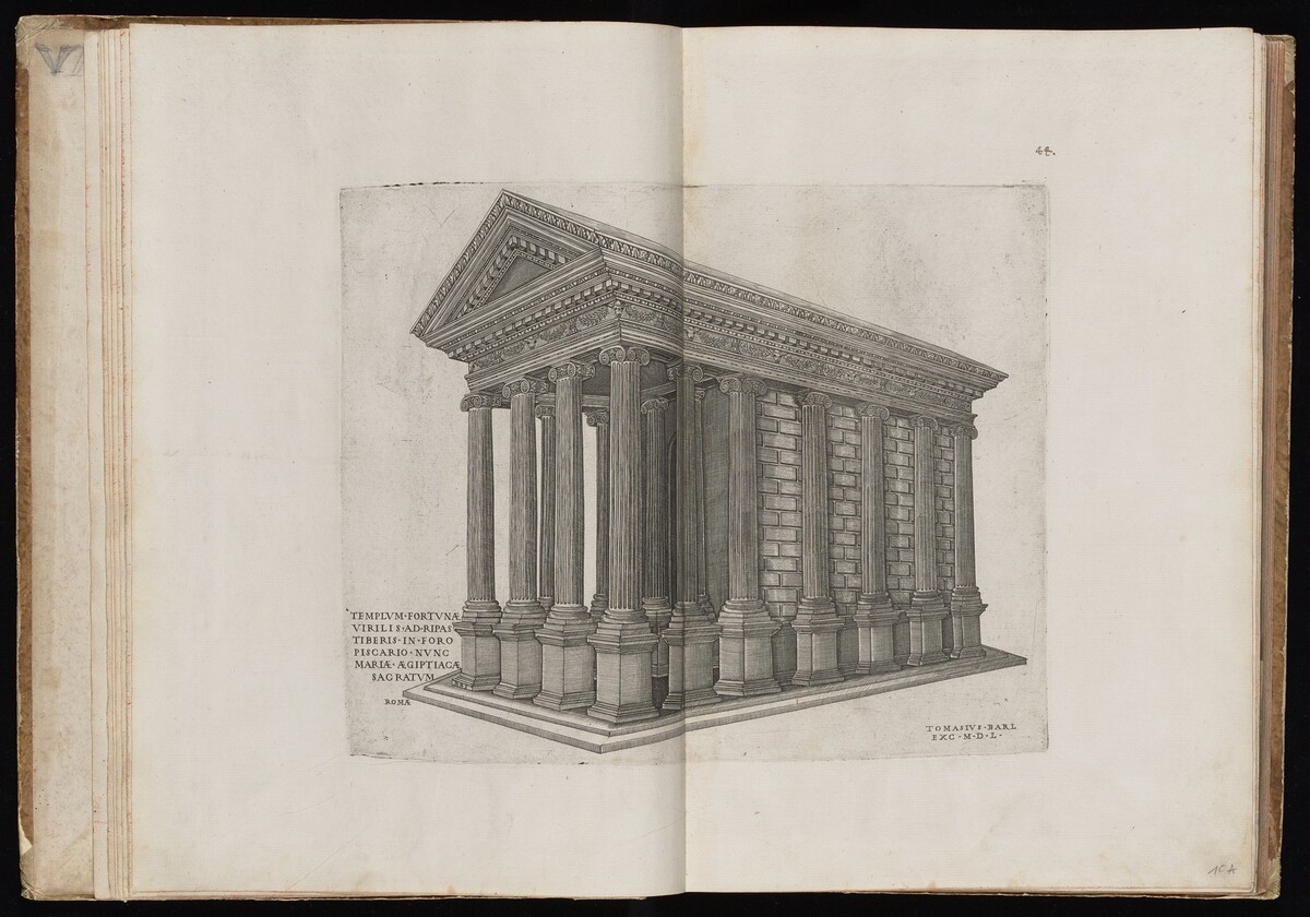 Templum Fortunae Virilis [The Temple of Portunus] by Nicolaus Beatrizet, published by Tommaso Barlacchi