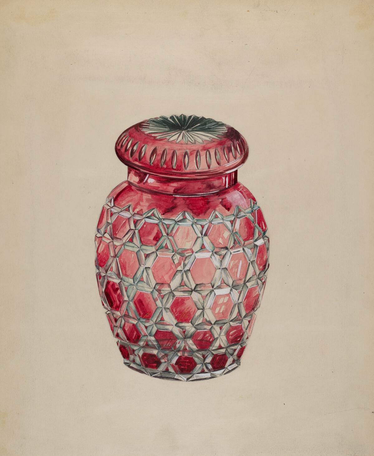 Ruby Case Glass Rose Jar by Edward White