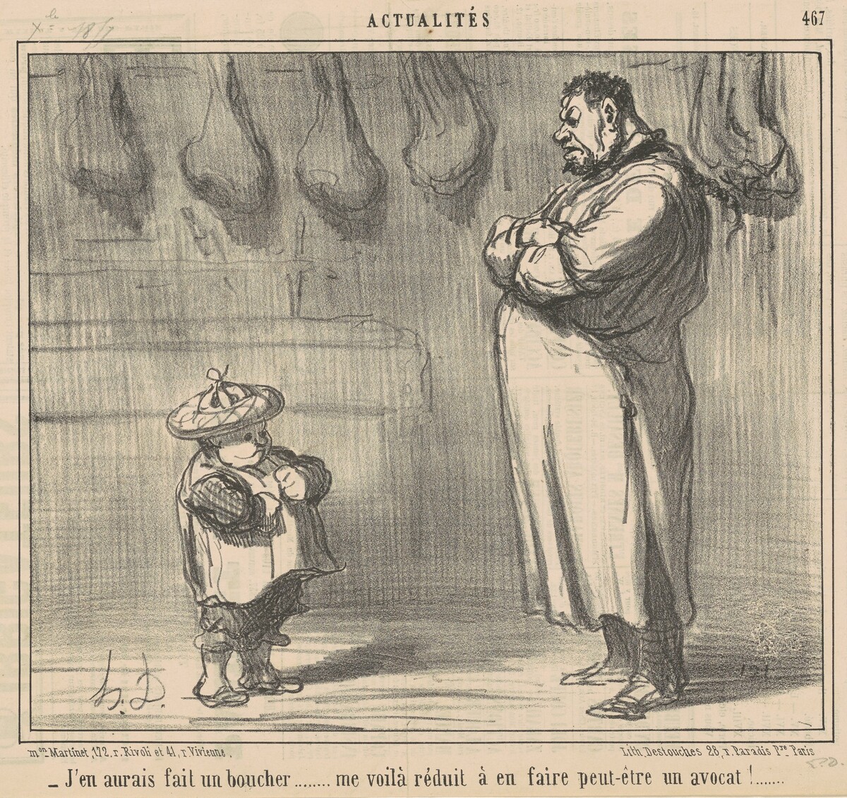 J'en aurais fait un boucher ... by Honoré Daumier