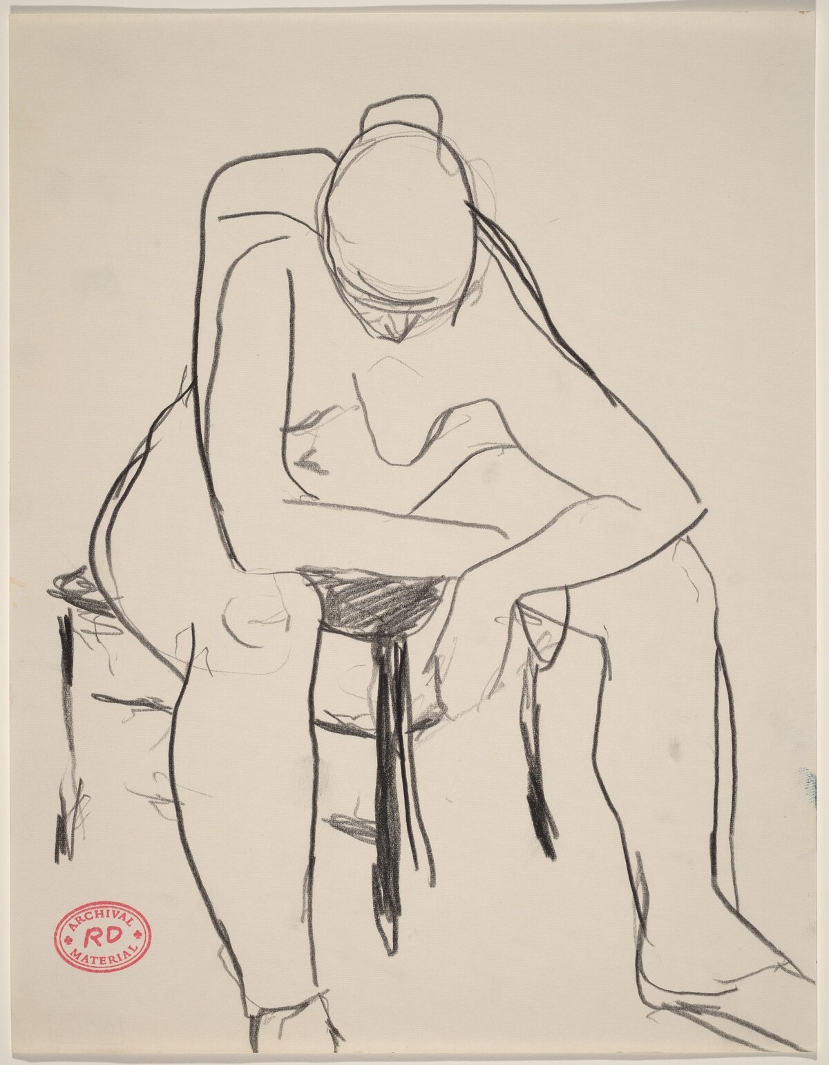 Untitled [seated female nude resting elbows on knees] by Richard Diebenkorn