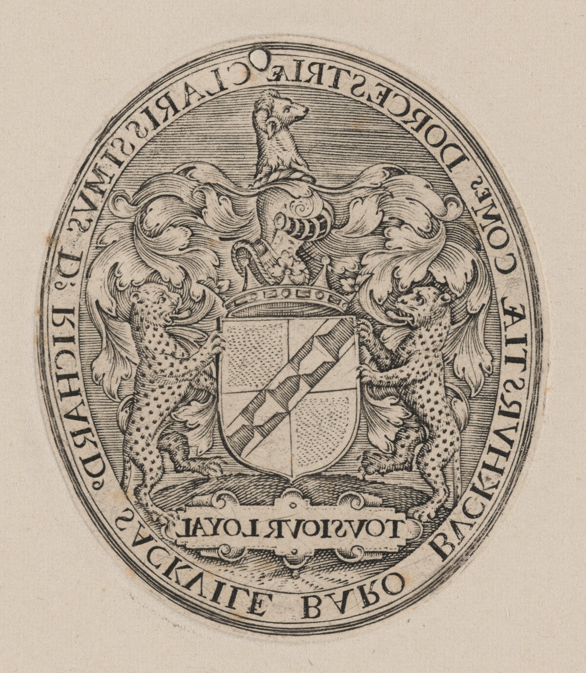 Shield of Richard Sackville, 3rd Earl of Dorset [right half] by Simon de Passe