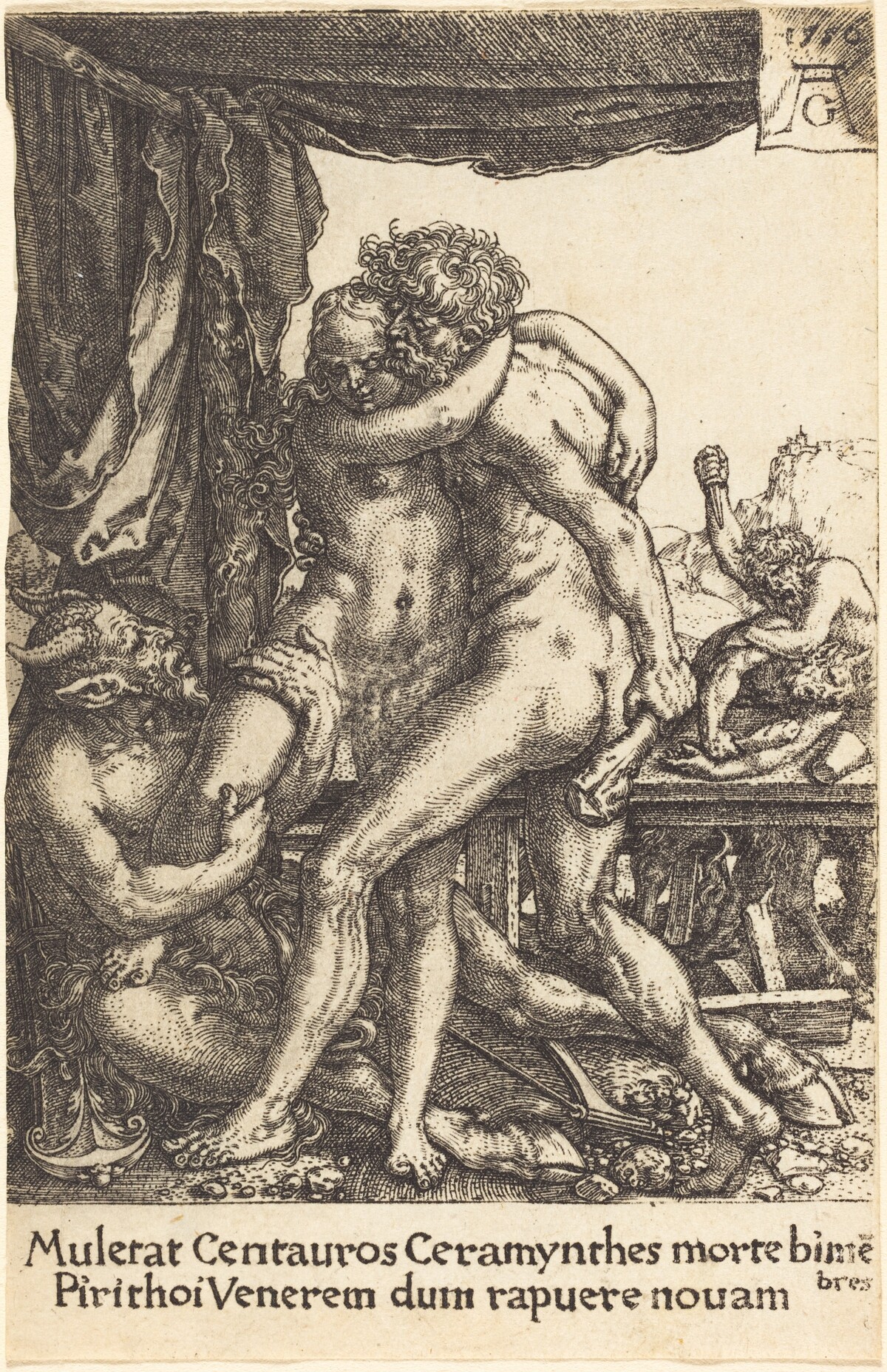 Hercules Preventing the Centaurs from the Rape of Hippodamia by Heinrich Aldegrever