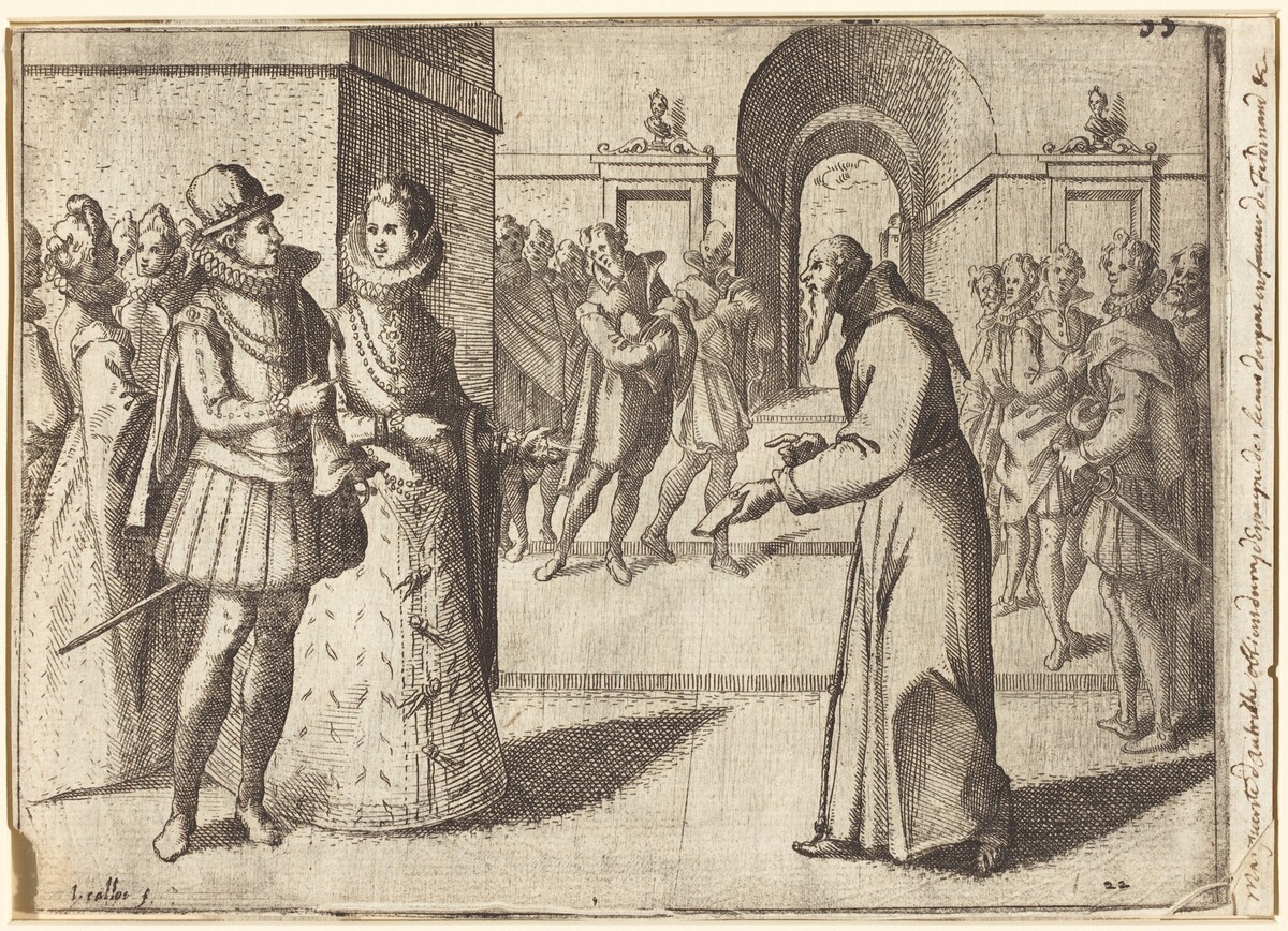 A Capucin bringing thanks of the King of Bavaria [recto] by Jacques Callot