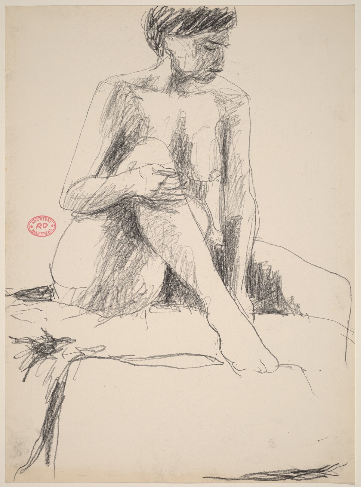Untitled [seated nude holding her right leg with both hands] by Richard Diebenkorn
