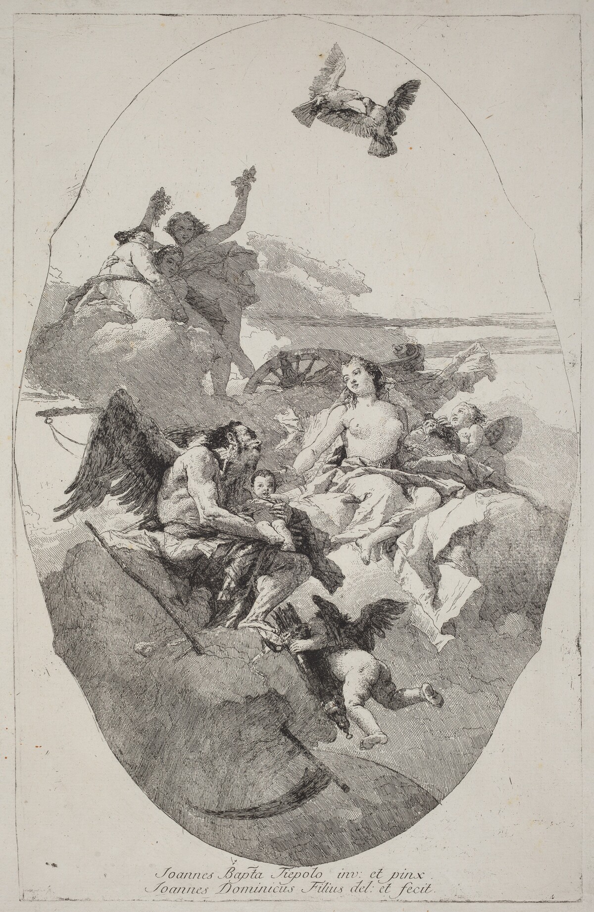 Venus Entrusting Cupid to Time by Giovanni Domenico Tiepolo after Giovanni Battista Tiepolo