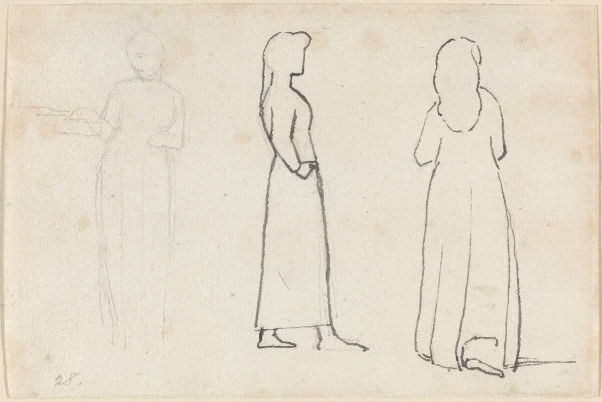 Three Sketches of a Standing Woman by John Flaxman