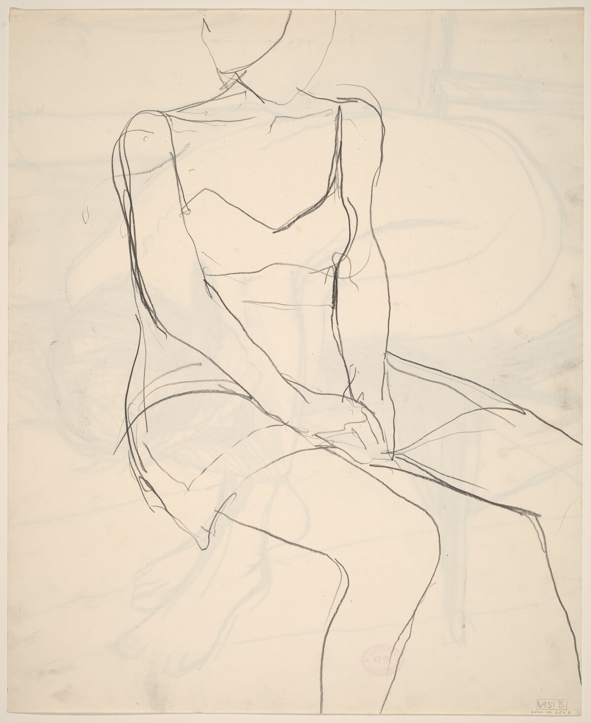 Untitled [seated woman with hands in lap] [verso] by Richard Diebenkorn