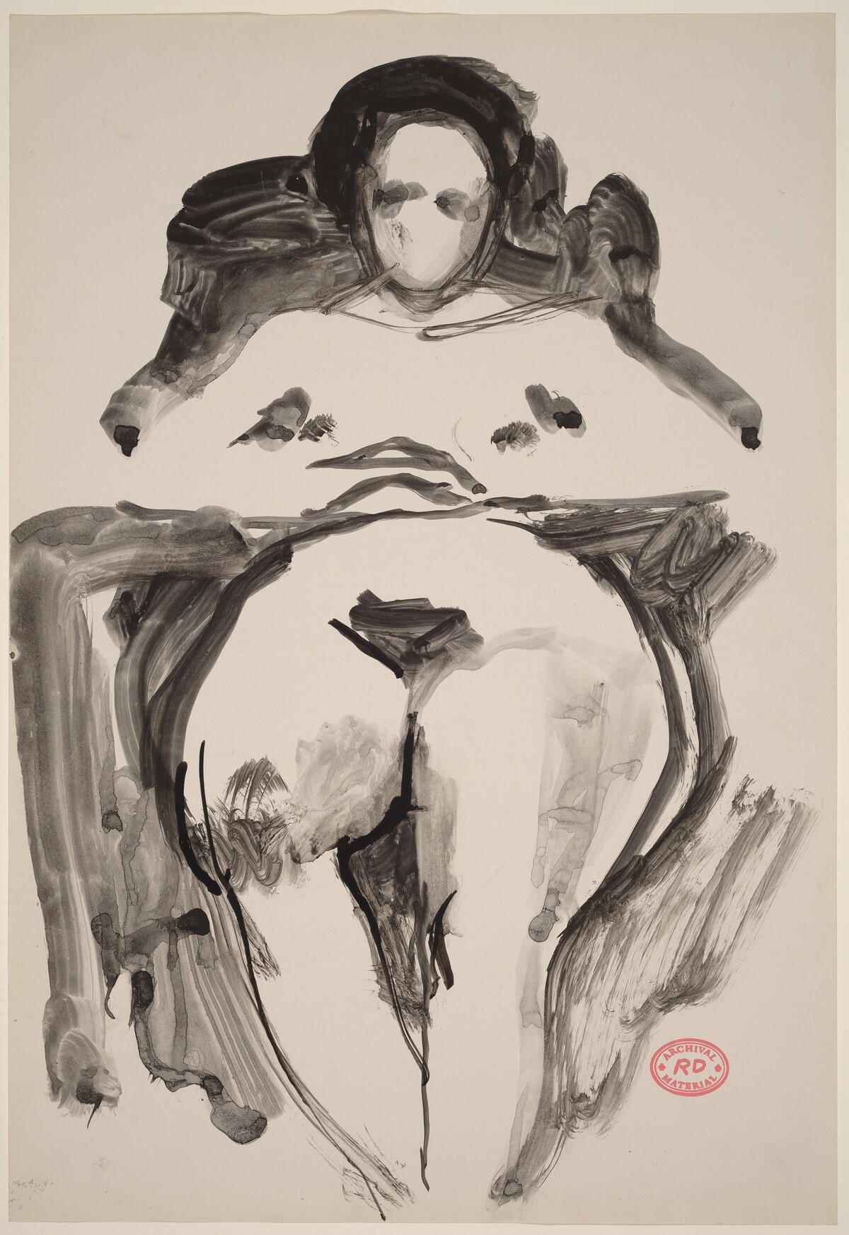 Untitled [nude seated with her arms on chair armrests] by Richard Diebenkorn