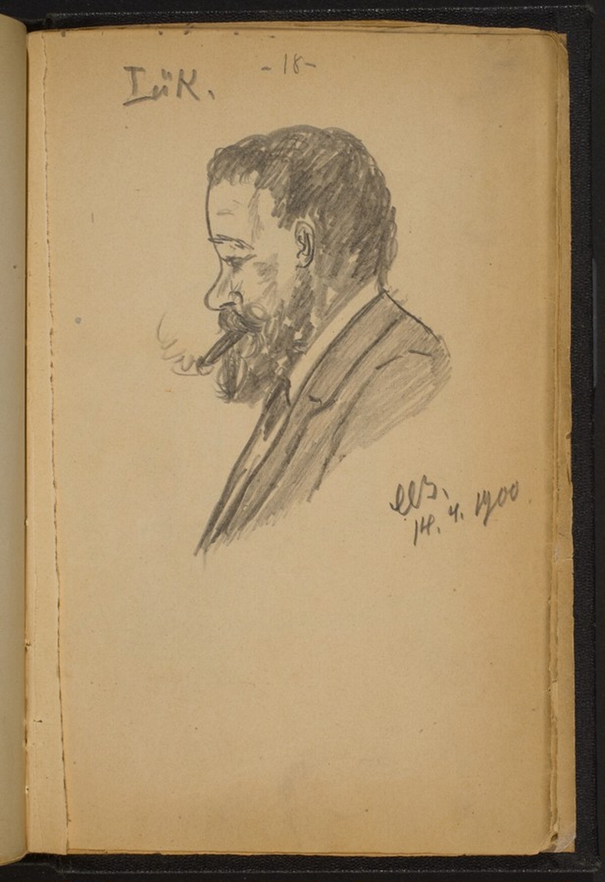 Bearded Man Smoking by Max Beckmann