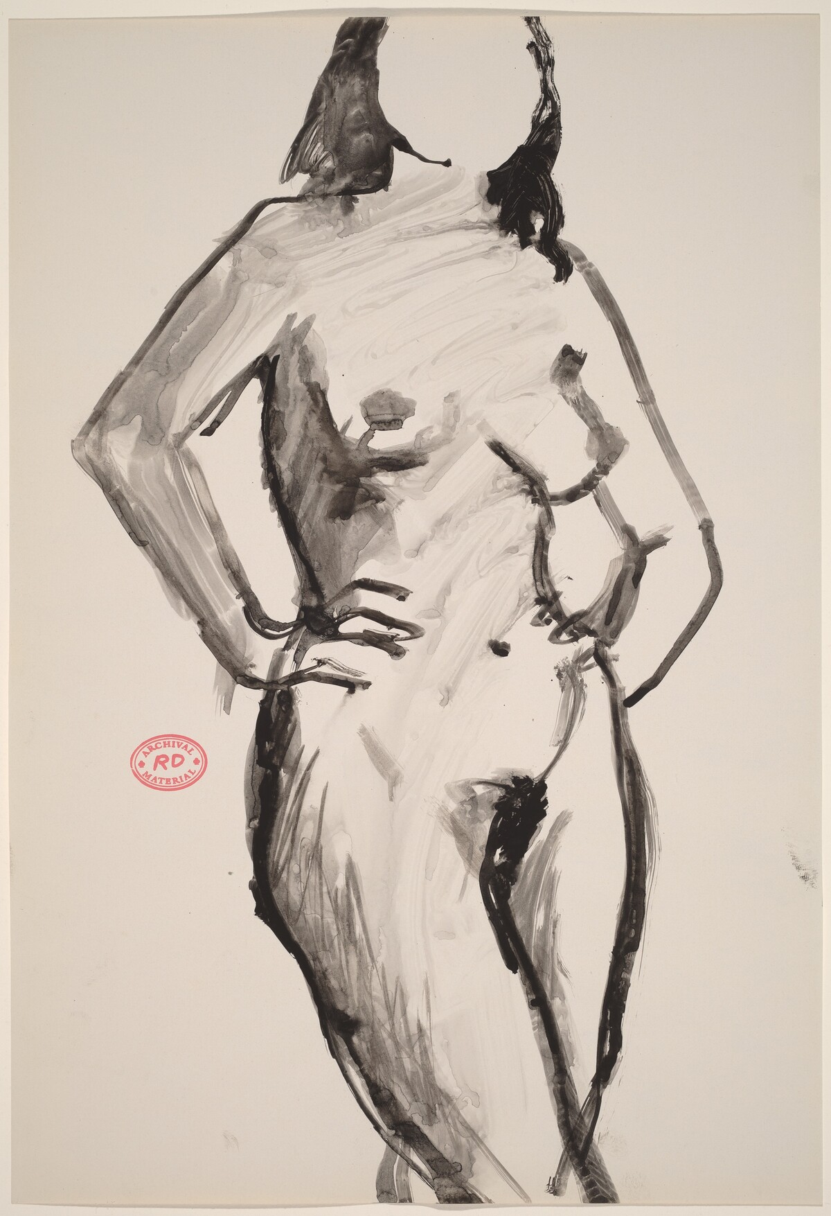 Untitled [standing female nude with arms akimbo] by Richard Diebenkorn