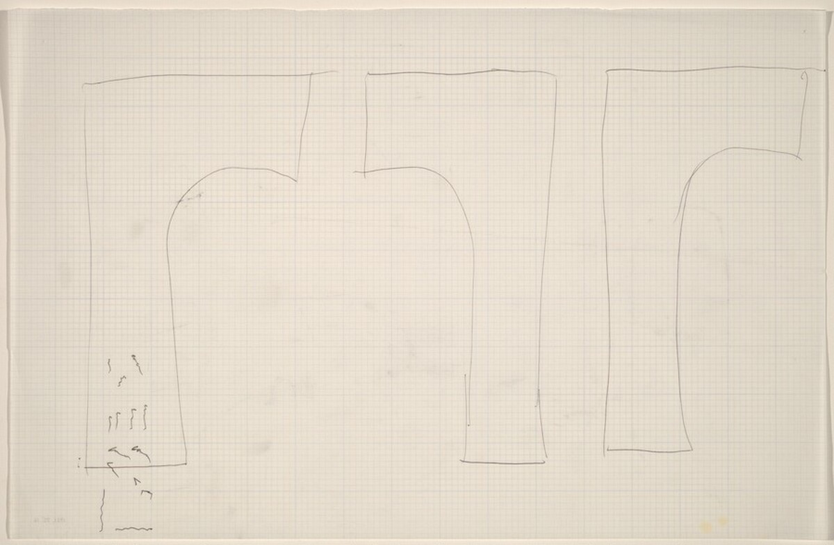Sketch for "Building - Blocks for a Doorway" (Doorway) by Vito Acconci