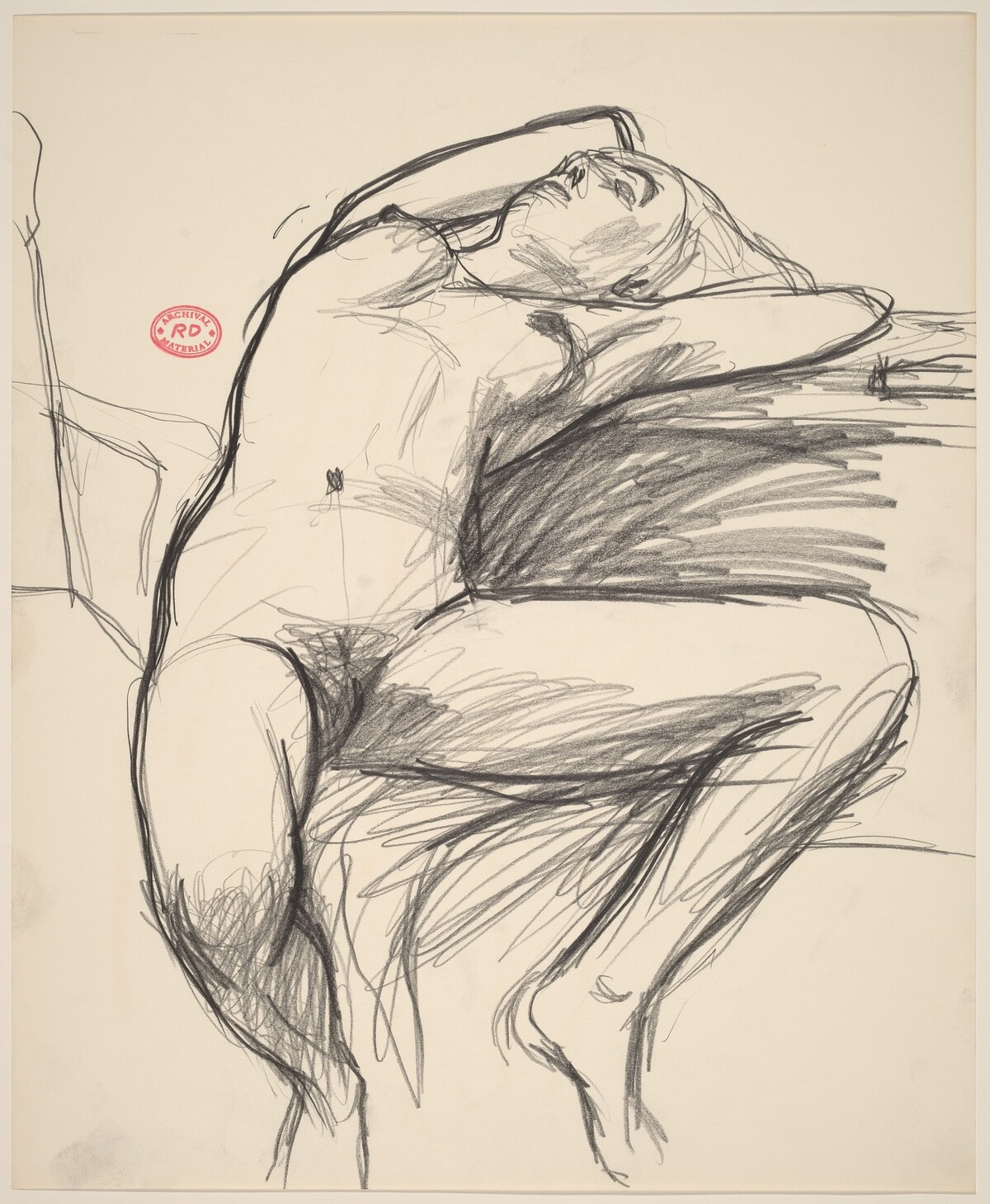 Untitled [seated nude stretching back with her head and arms] by Richard Diebenkorn