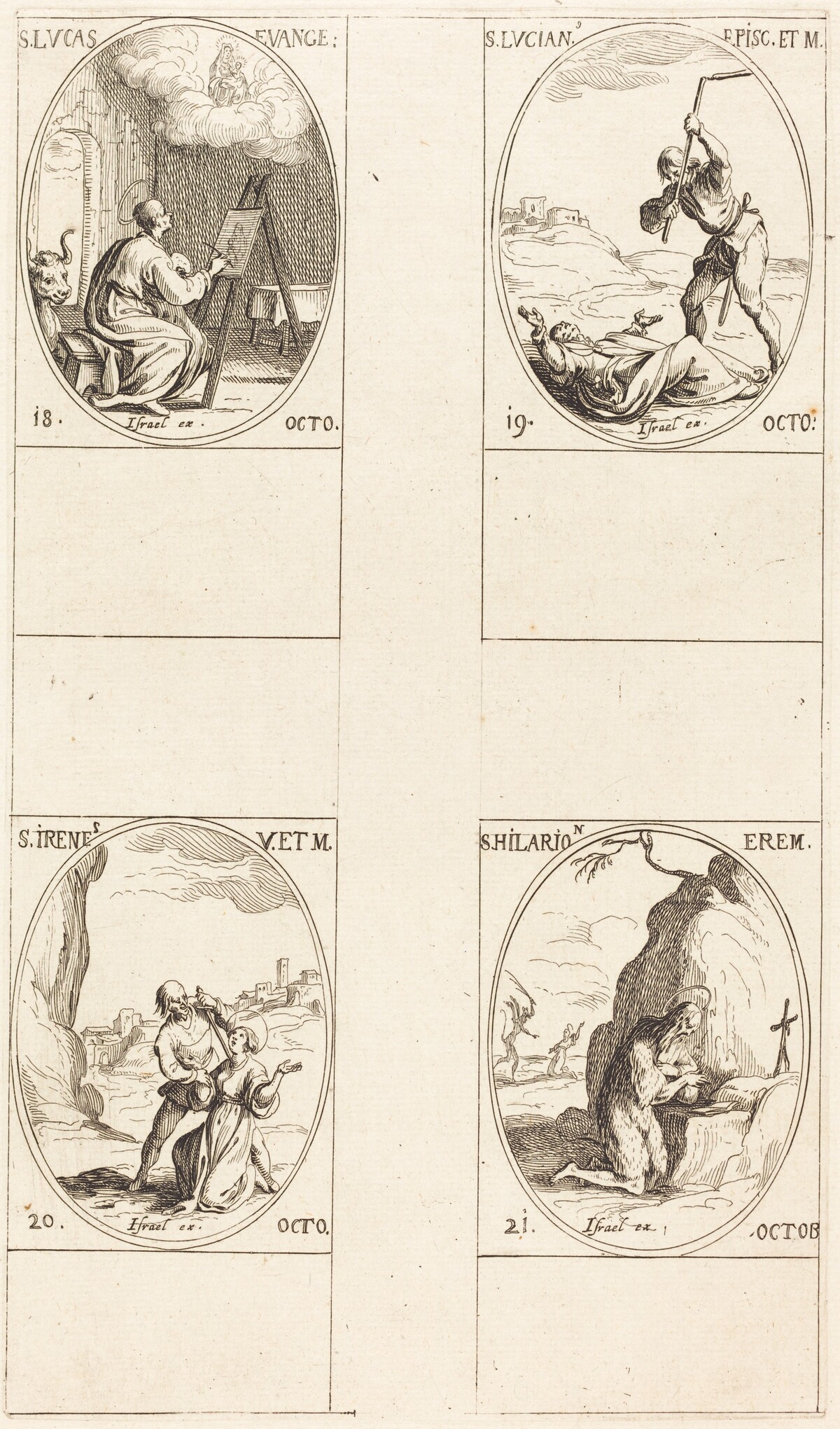 St. Luke; St. Lucian; St. Irene; St. Hilarion by Jacques Callot