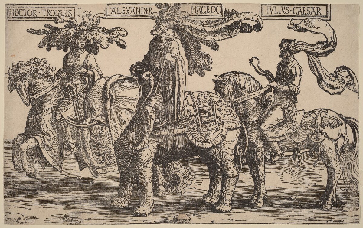 Hector of Troy, Alexander of Macedon, Julius Caesar by Lucas van Leyden