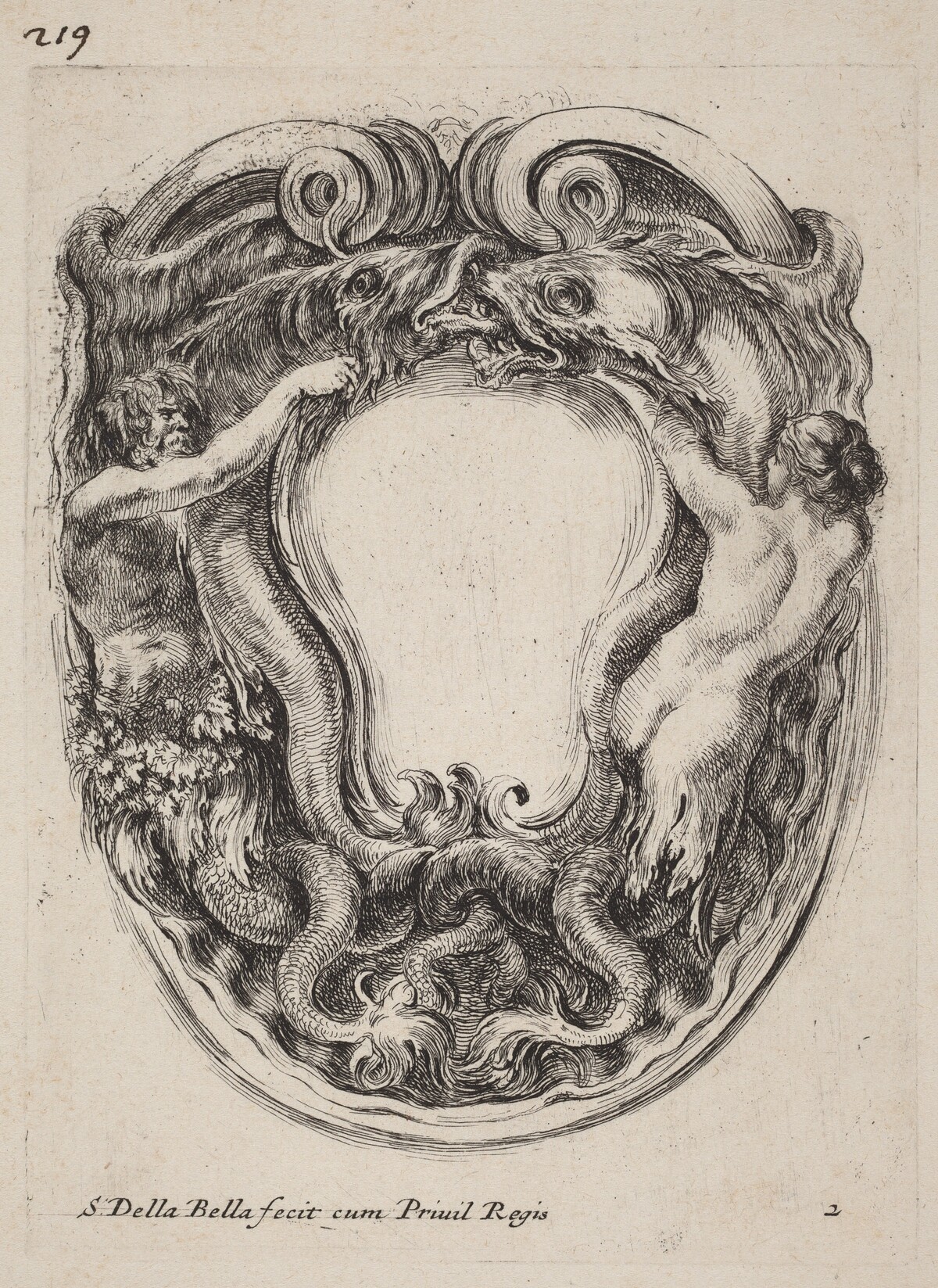 Cartouche Supported by Triton and Siren by Stefano Della Bella