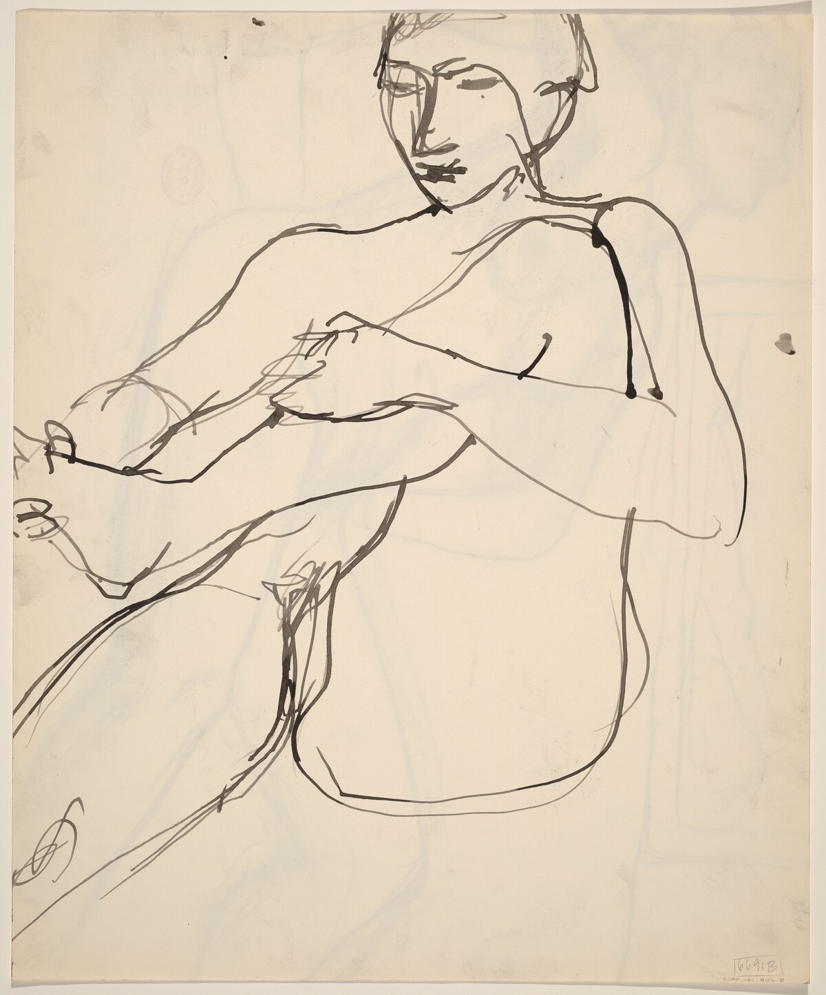 Untitled [seated female nude holding her left foot] [verso] by Richard Diebenkorn