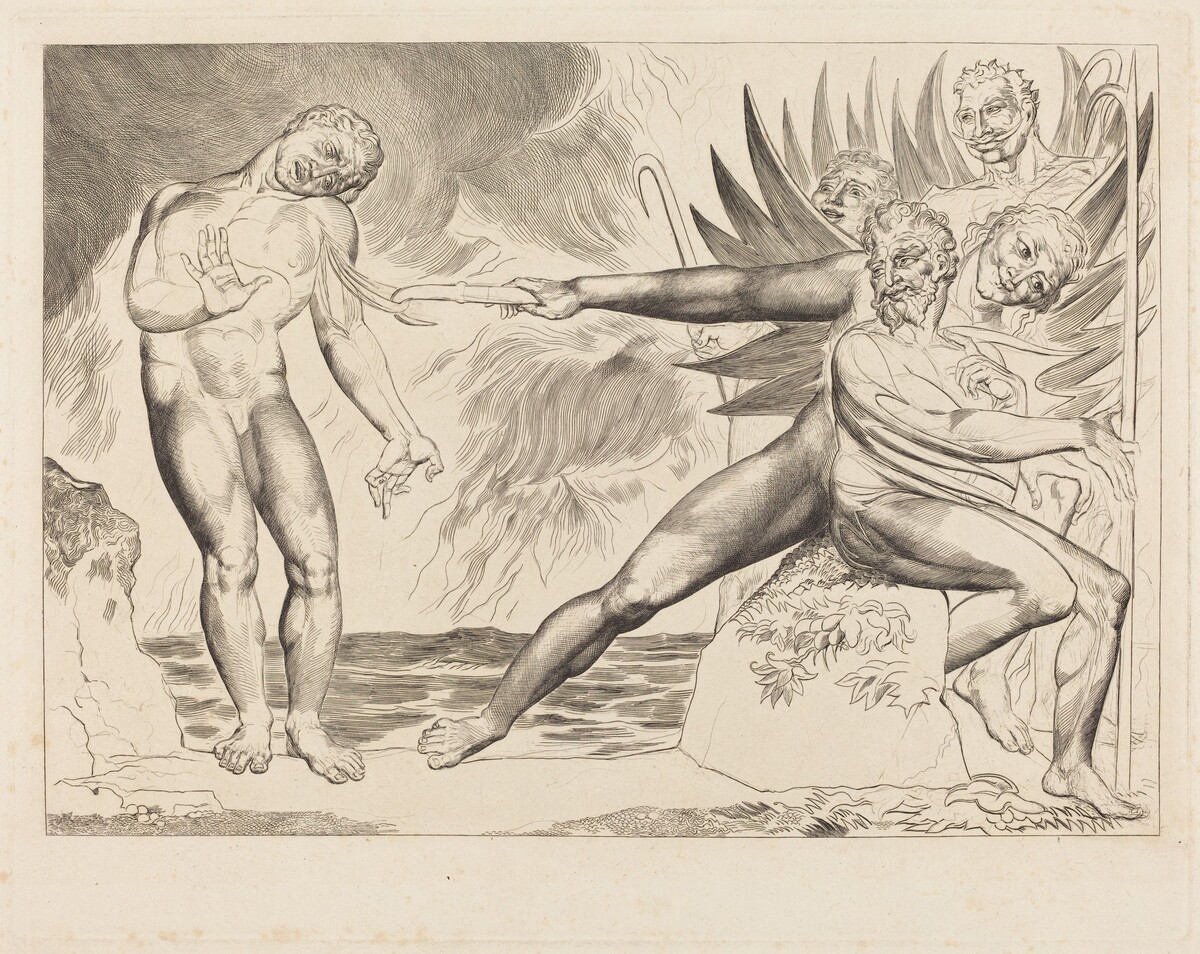 The Circle of the Corrupt Officials; the Devils Tormenting Ciampolo by William Blake