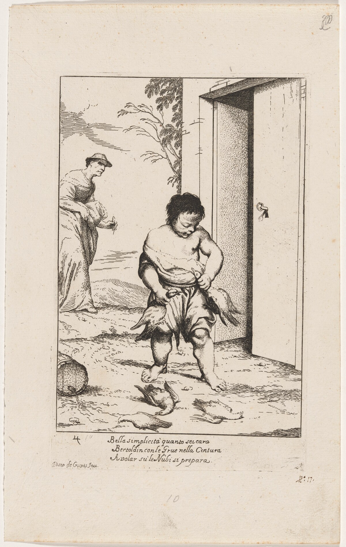 Bertoldino Fastening Geese to His Belt by Giuseppe Maria Crespi and Ludovico Mattioli