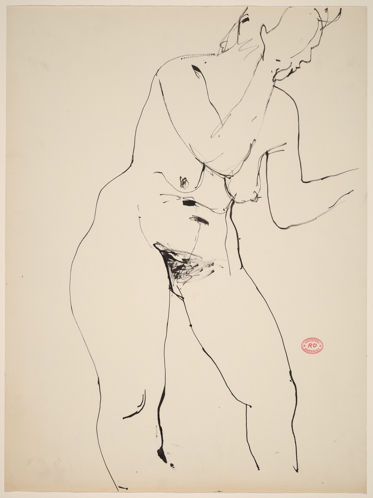 Untitled [female nude standing and gesturing] by Richard Diebenkorn