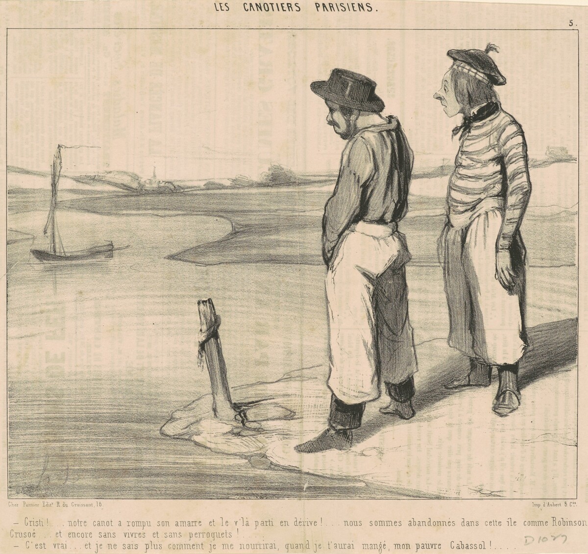 Cristi! ... Notre canot a rompu son amarre ... by Honoré Daumier