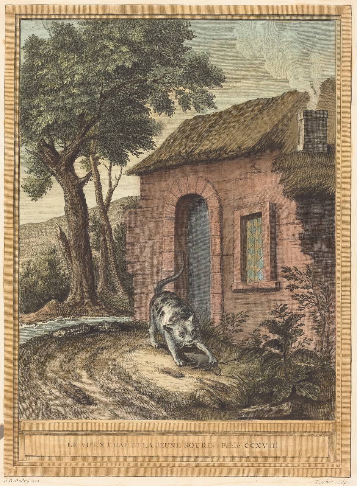 Le vieux chat et la jeune Souris (The Old Catand the Young Mouse) by Johann Christoph Teucher after Jean-Baptiste Oudry