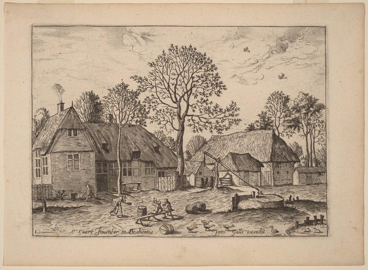 Farms with Draw Well by Johannes and Lucas van Doetechum after Master of the Small Landscapes