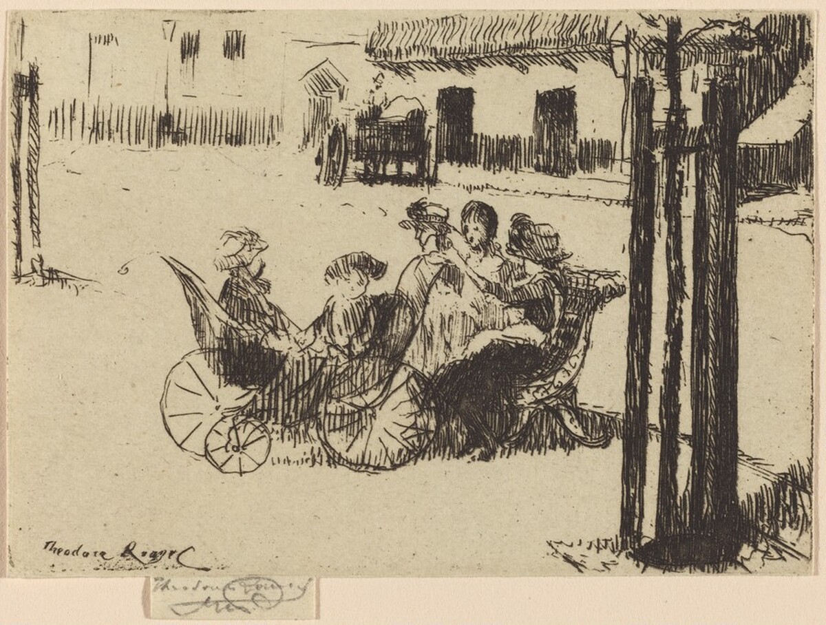 Little Girls and Perambulators, Chelsea Embankment by Théodore Roussel