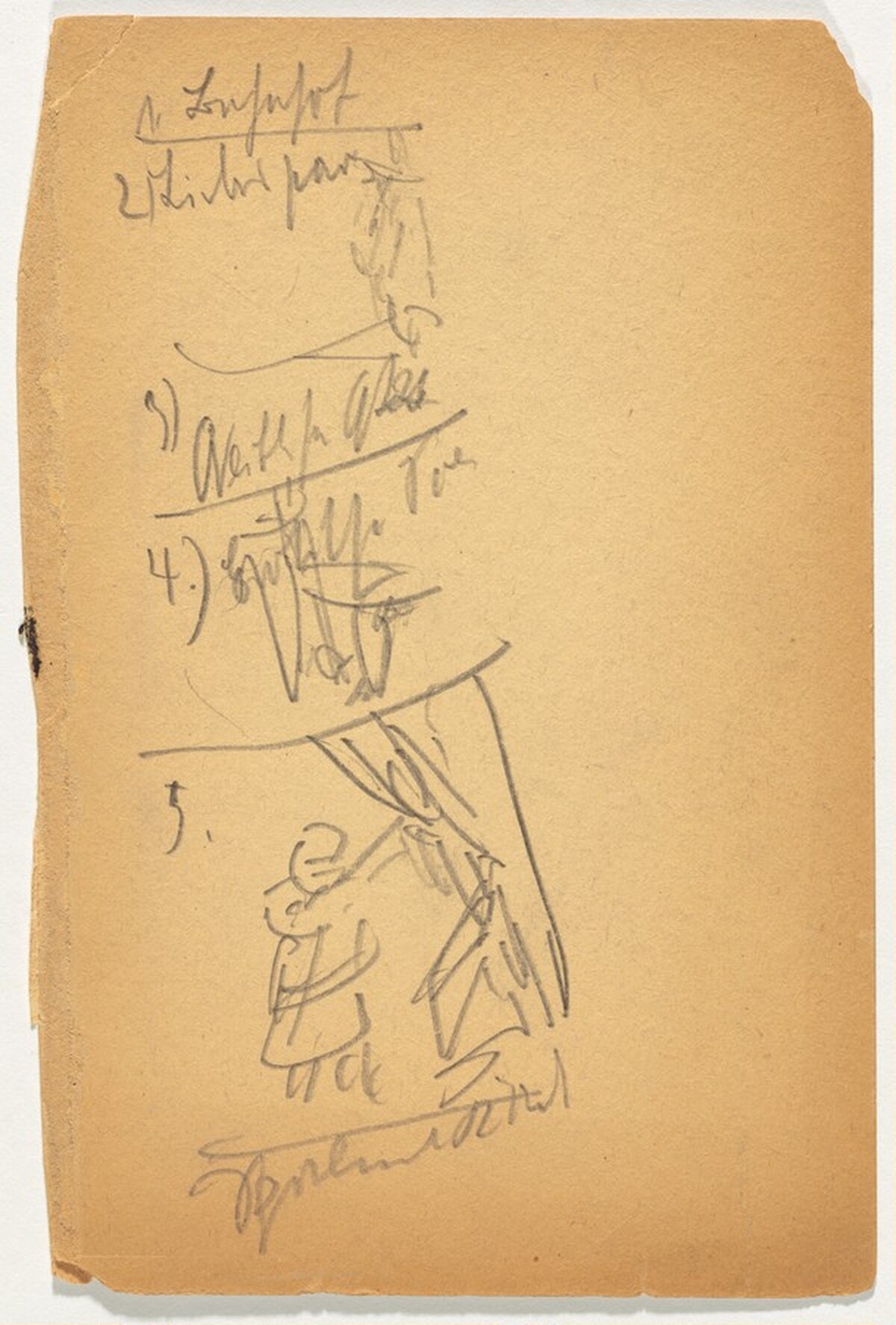 Skizze und Notizen (Sketch with Notations) [between pages 8-9] by Max Beckmann