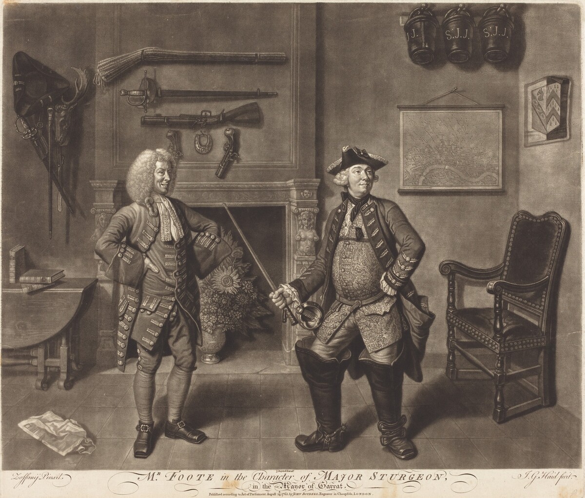 Mr. Foote in the Character of Major Sturgeon, in the Mayor of Garrat by Johann Gottfried Haid after Johann Zoffany